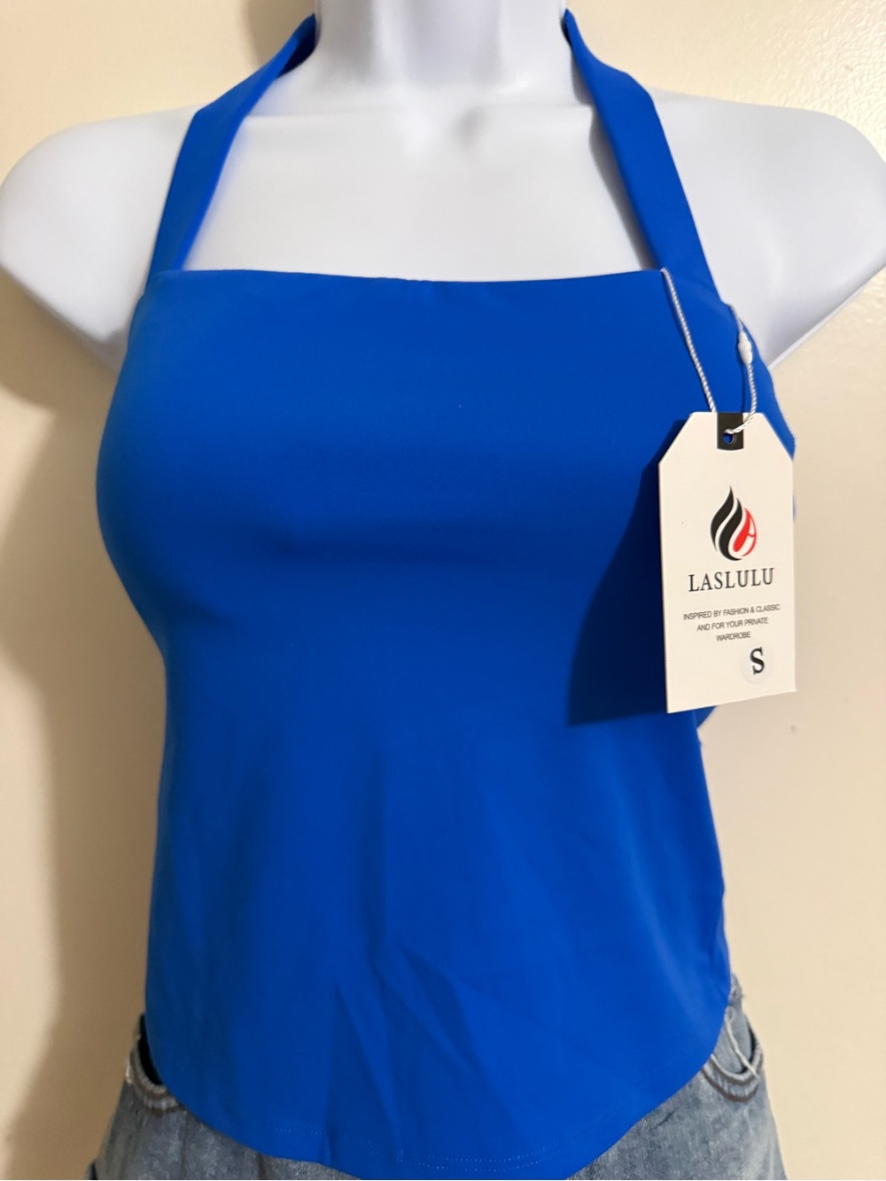 LASLULU Cobalt Blue Halter Camisole